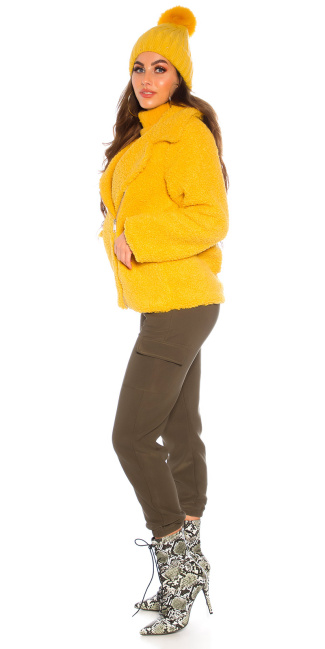 Trendy Cozy Teddy Jacket Yellow